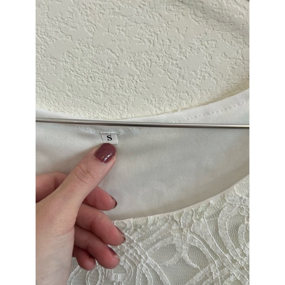 White Floral Lace Boho Mini Dress​ - Picture 3 of 4